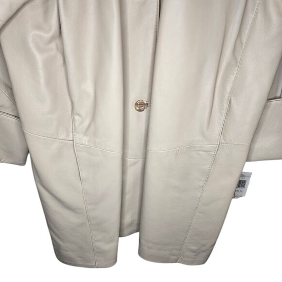 IMAGES BY DAMSELLE Lamb Leather Coat Fox Fur Hood XL Nude - Picture 6 of 16